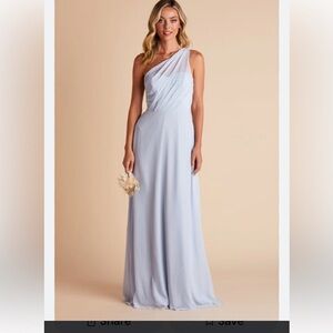 Birdy Grey Light Blue One-Shoulder Maxi Dress